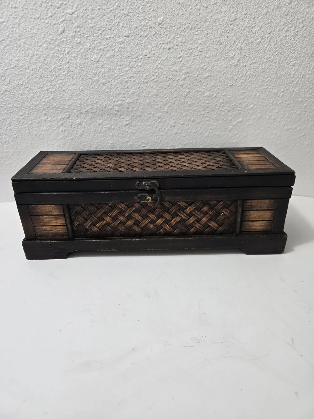 Handwoven Wooden Keepsake Box - Brown